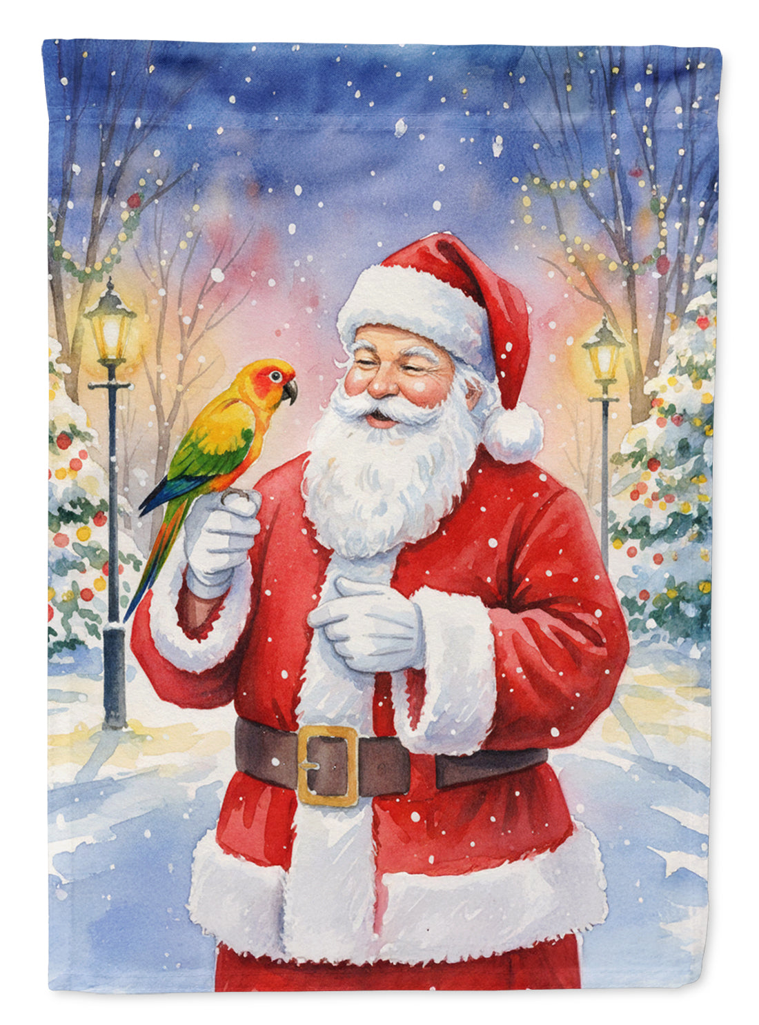 Jenday Conure with Santa Claus Garden Flag Mailbox Decorative Yard Banner Outside Patio Artwork for Flower Beds, Garden Size, Multicolor