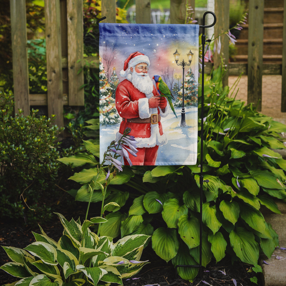 Lorikeet with Santa Claus Garden Flag Mailbox Decorative Yard Banner Outside Patio Artwork for Flower Beds, Garden Size, Multicolor
