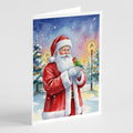 Lovebird with Santa Claus Greeting Cards Pack of 8 Blank Cards with Envelopes Whimsical A7 Size 5x7