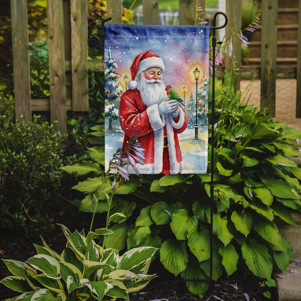 Lovebird with Santa Claus Garden Flag Mailbox Decorative Yard Banner Outside Patio Artwork for Flower Beds, Garden Size, Multicolor