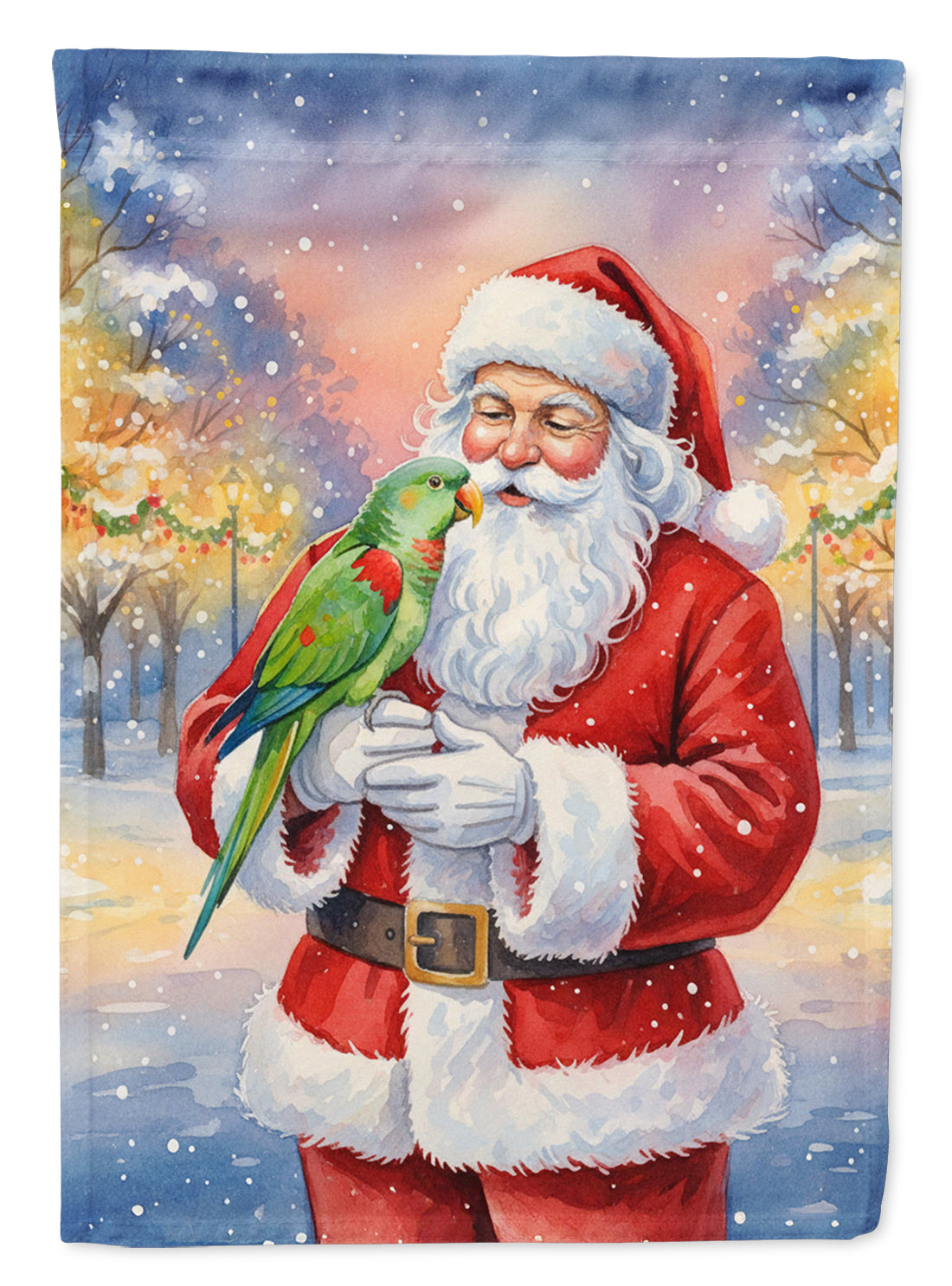 Male Eclectus with Santa Claus Garden Flag Mailbox Decorative Yard Banner Outside Patio Artwork for Flower Beds, Garden Size, Multicolor