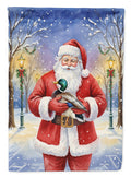Mallard with Santa Claus House Flag 28x40 Porch Sleeve Pole Decorative Outside Yard Banner Artwork Wall Hanging, Polyester