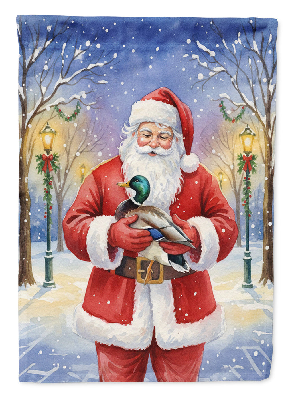 Mallard with Santa Claus Garden Flag Mailbox Decorative Yard Banner Outside Patio Artwork for Flower Beds, Garden Size, Multicolor