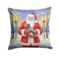 Mallard with Santa Claus Decorative Throw Pillow 18x18 Indoor Outdoor Accent Cushion, Fabric Cover with Insert for Sofa, Bed, Porch & Living Room