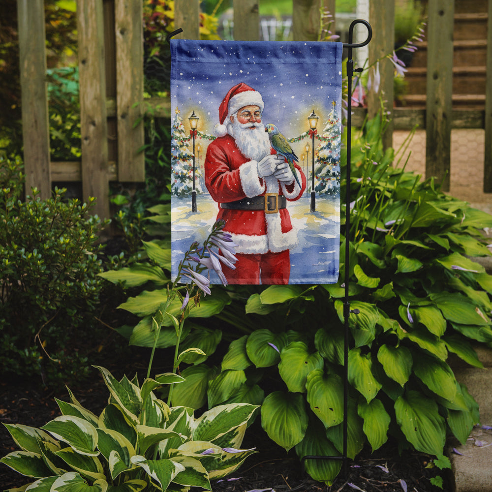 Meyer’s Parrot with Santa Claus Garden Flag Mailbox Decorative Yard Banner Outside Patio Artwork for Flower Beds, Garden Size, Multicolor
