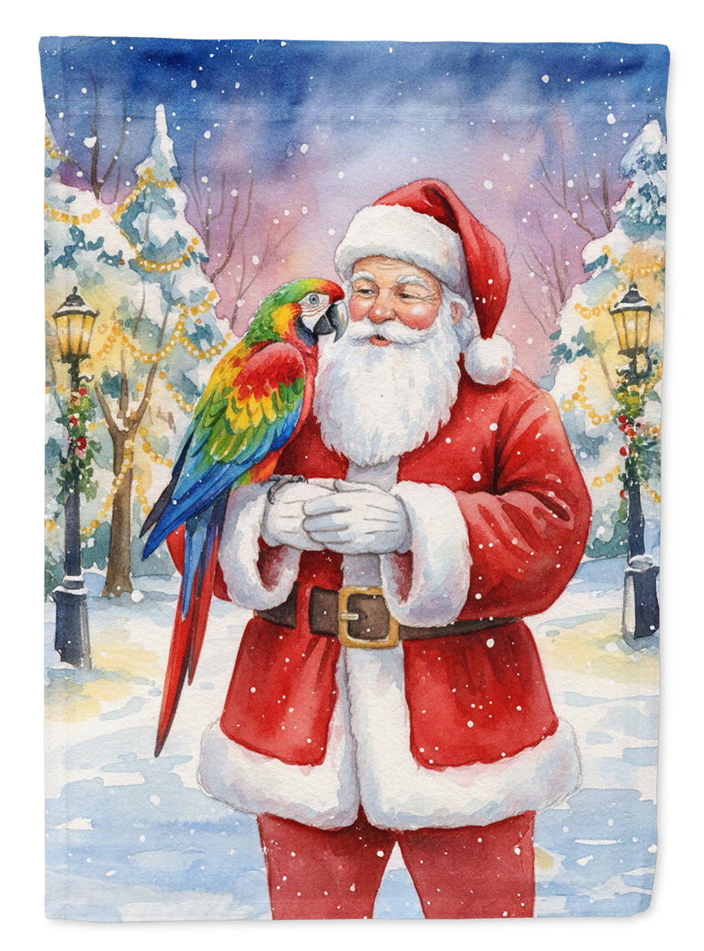 Parrot with Santa Claus Garden Flag Mailbox Decorative Yard Banner Outside Patio Artwork for Flower Beds, Garden Size, Multicolor
