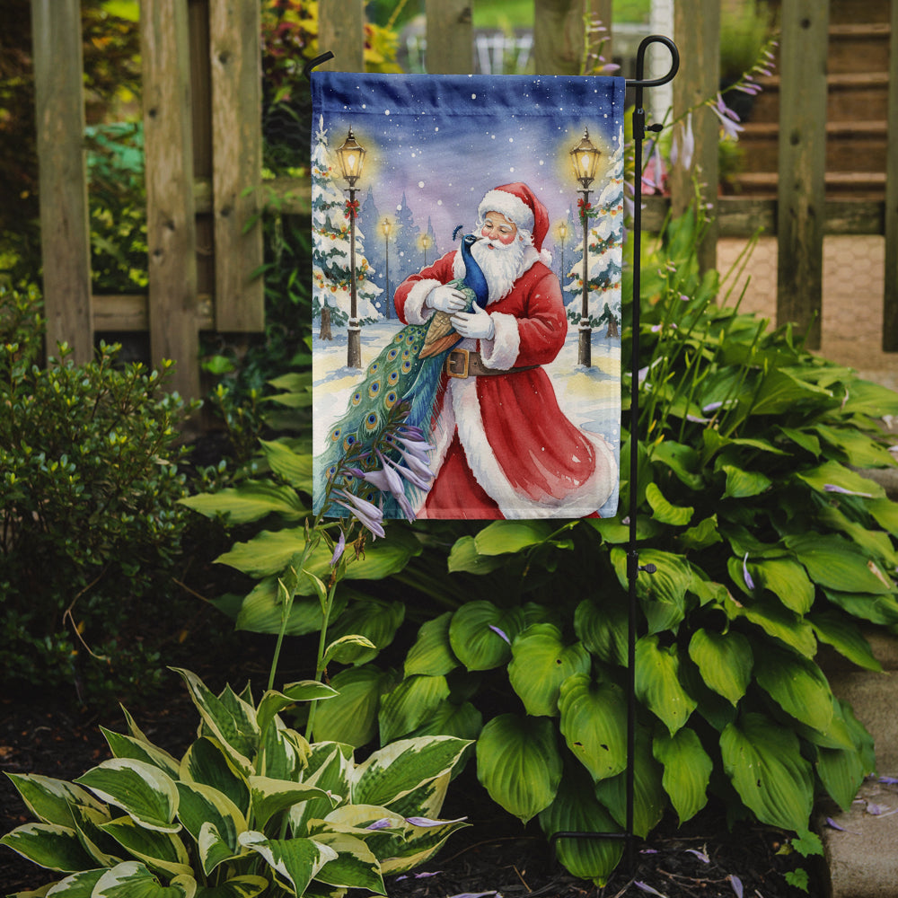 Peacock with Santa Claus Garden Flag Mailbox Decorative Yard Banner Outside Patio Artwork for Flower Beds, Garden Size, Multicolor