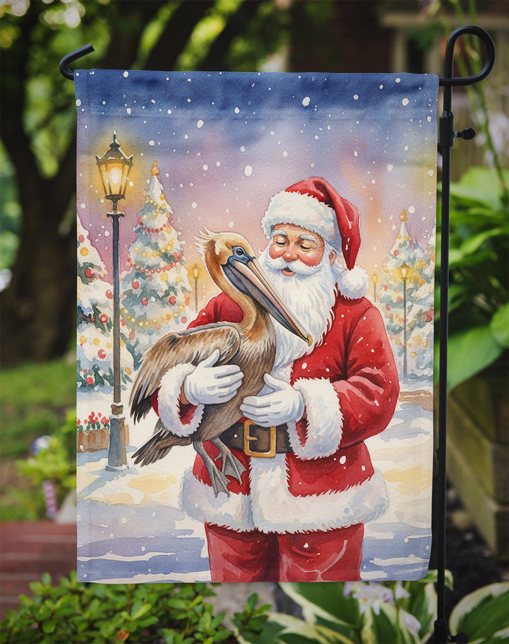 Pelican with Santa Claus Garden Flag Mailbox Decorative Yard Banner Outside Patio Artwork for Flower Beds, Garden Size, Multicolor