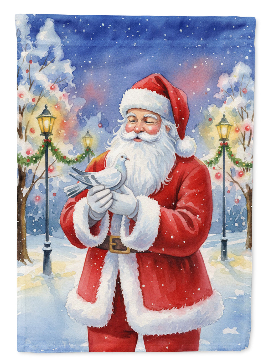 Pigeon with Santa Claus Garden Flag Mailbox Decorative Yard Banner Outside Patio Artwork for Flower Beds, Garden Size, Multicolor