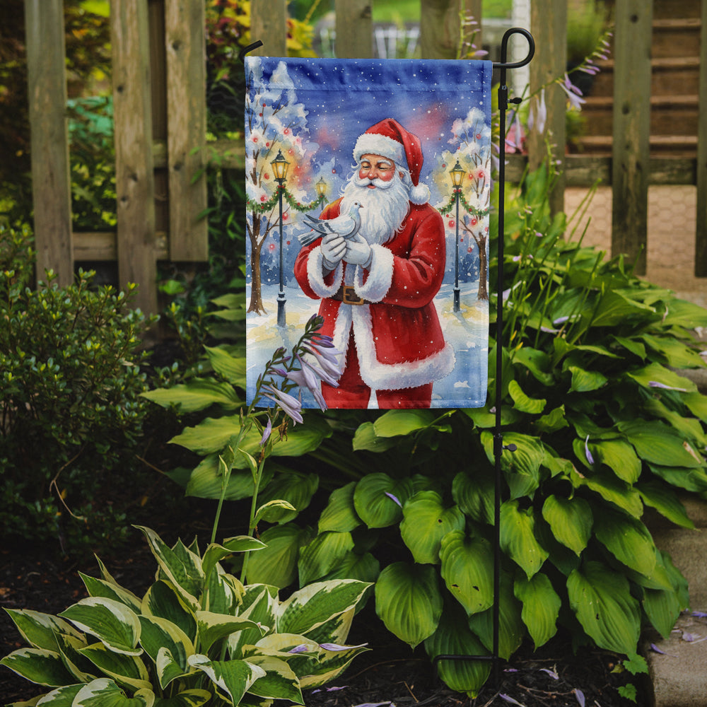 Pigeon with Santa Claus Garden Flag Mailbox Decorative Yard Banner Outside Patio Artwork for Flower Beds, Garden Size, Multicolor