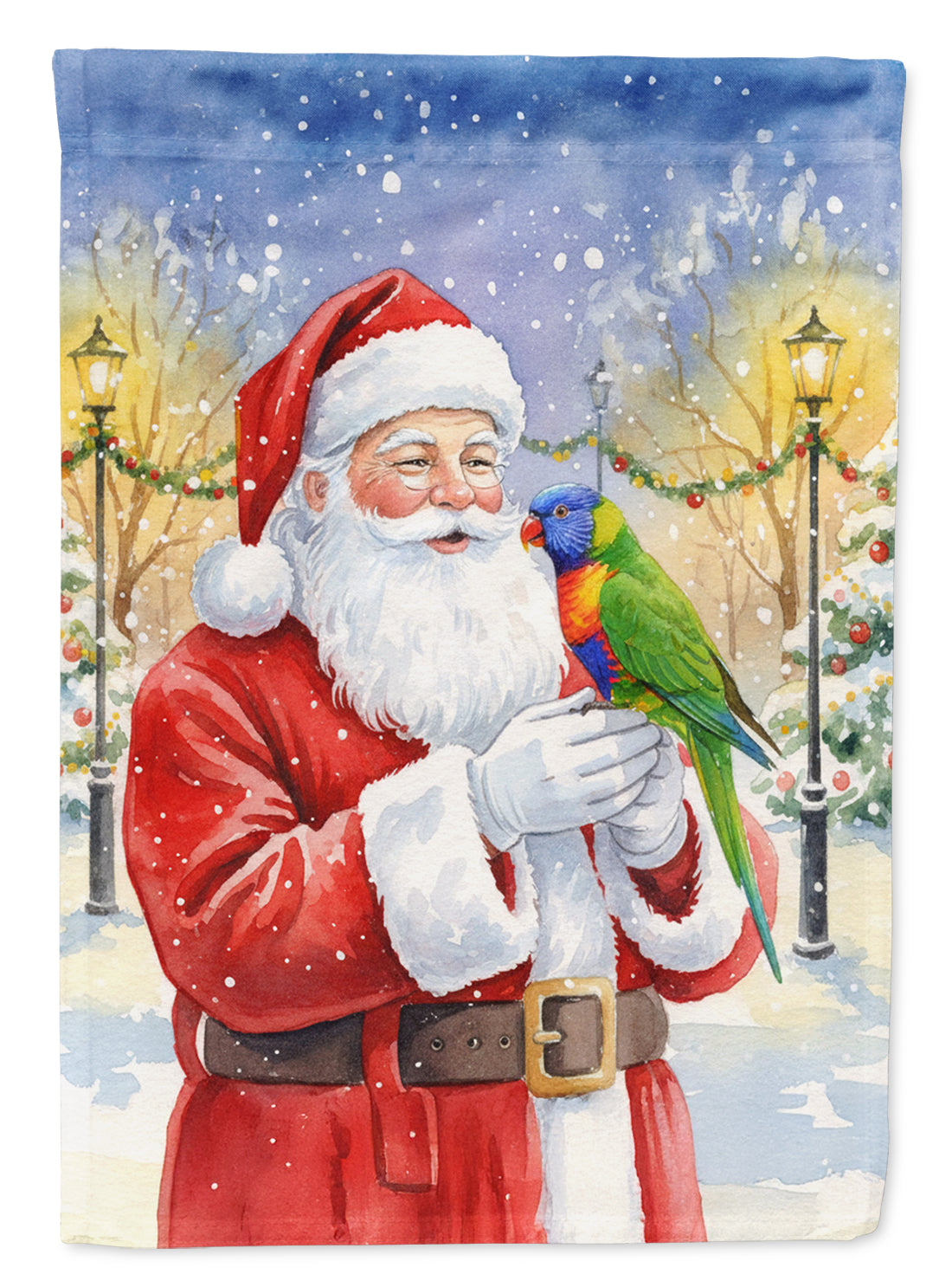 Rainbow Lorikeet with Santa Claus Garden Flag Mailbox Decorative Yard Banner Outside Patio Artwork for Flower Beds, Garden Size, Multicolor