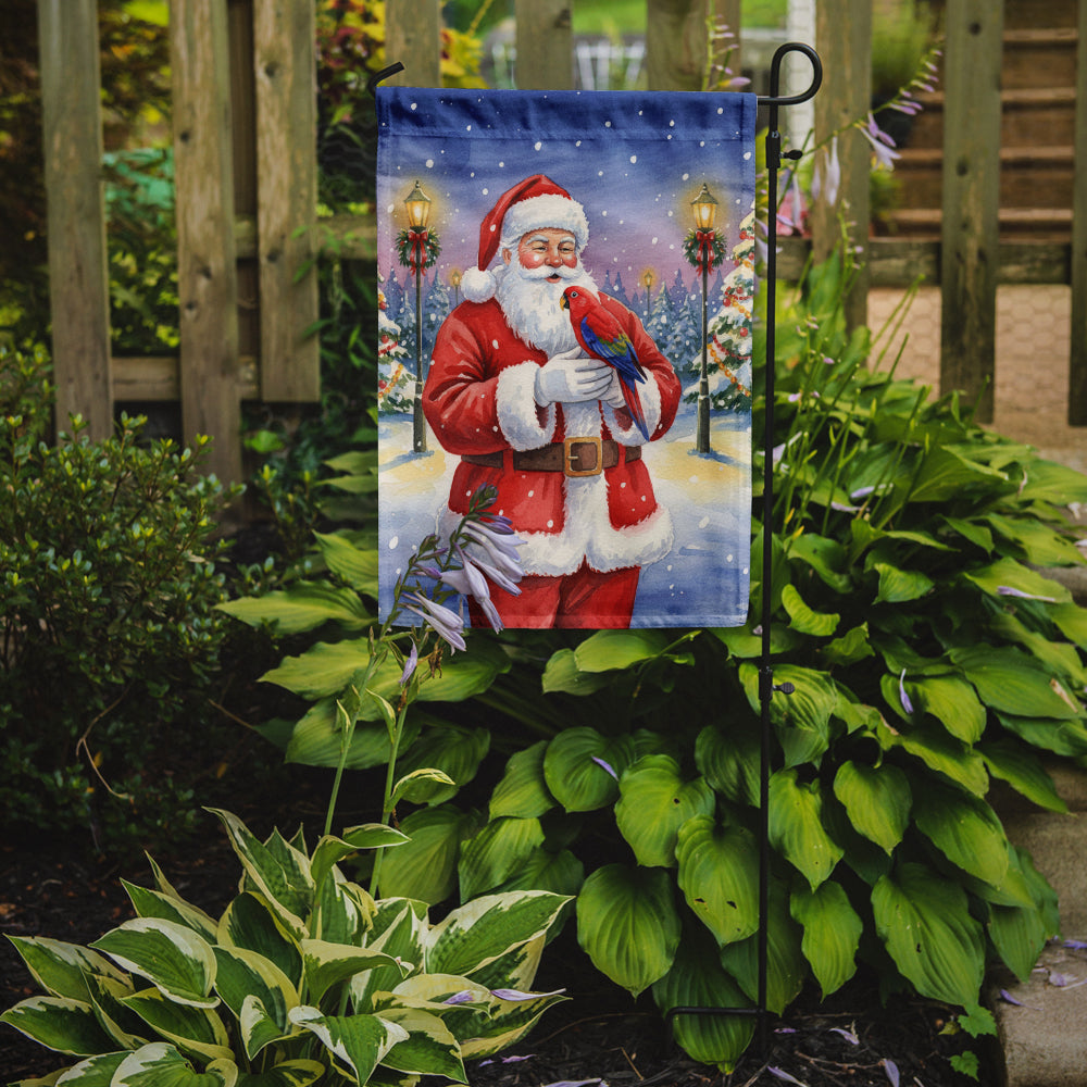 Red Lory with Santa Claus Garden Flag Mailbox Decorative Yard Banner Outside Patio Artwork for Flower Beds, Garden Size, Multicolor