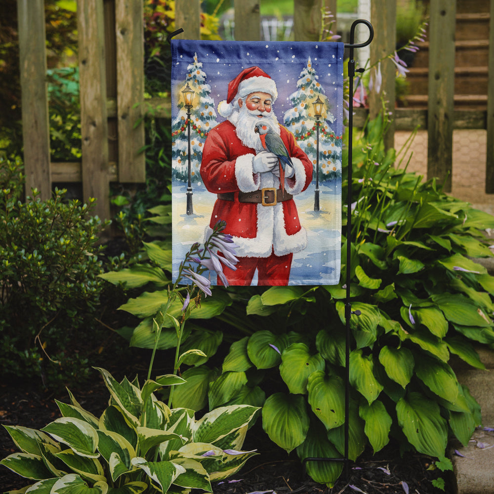 Red Bellied Parrot with Santa Claus Garden Flag Mailbox Decorative Yard Banner Outside Patio Artwork for Flower Beds, Garden Size, Multicolor