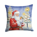 Robin with Santa Claus Decorative Throw Pillow 14x14 Indoor Outdoor Accent Cushion, Fabric Cover with Insert for Sofa, Bed, Porch & Living Room