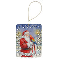 Scarlet Macaw with Santa Claus Porcelain Ornament Christmas Tree Hanging Decorations for Home Christmas Holiday, Rectangle, Gift, Multicolor