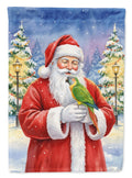 Senegal Parrot with Santa Claus House Flag 28x40 Porch Sleeve Pole Decorative Outside Yard Banner Artwork Wall Hanging, Polyester