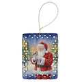 Society Finch with Santa Claus Porcelain Ornament Christmas Tree Hanging Decorations for Home Christmas Holiday, Rectangle, Gift, Multicolor