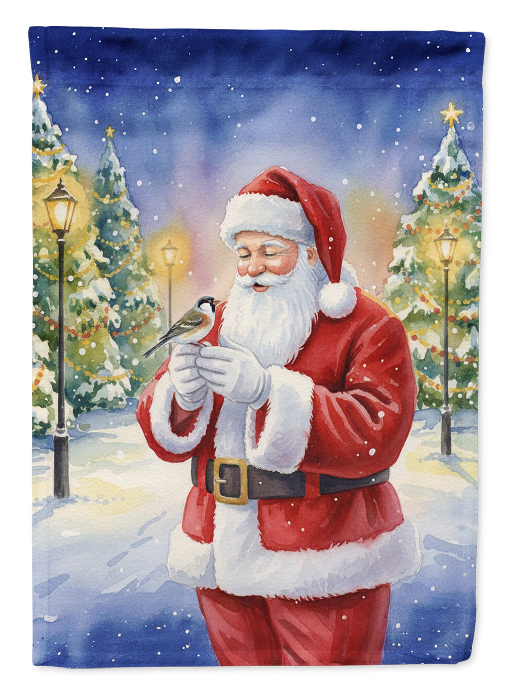 Society Finch with Santa Claus Garden Flag Mailbox Decorative Yard Banner Outside Patio Artwork for Flower Beds, Garden Size, Multicolor