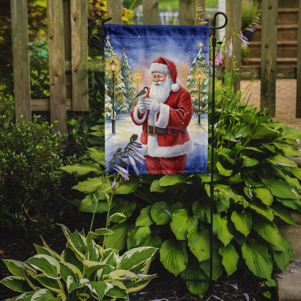 Society Finch with Santa Claus Garden Flag Mailbox Decorative Yard Banner Outside Patio Artwork for Flower Beds, Garden Size, Multicolor