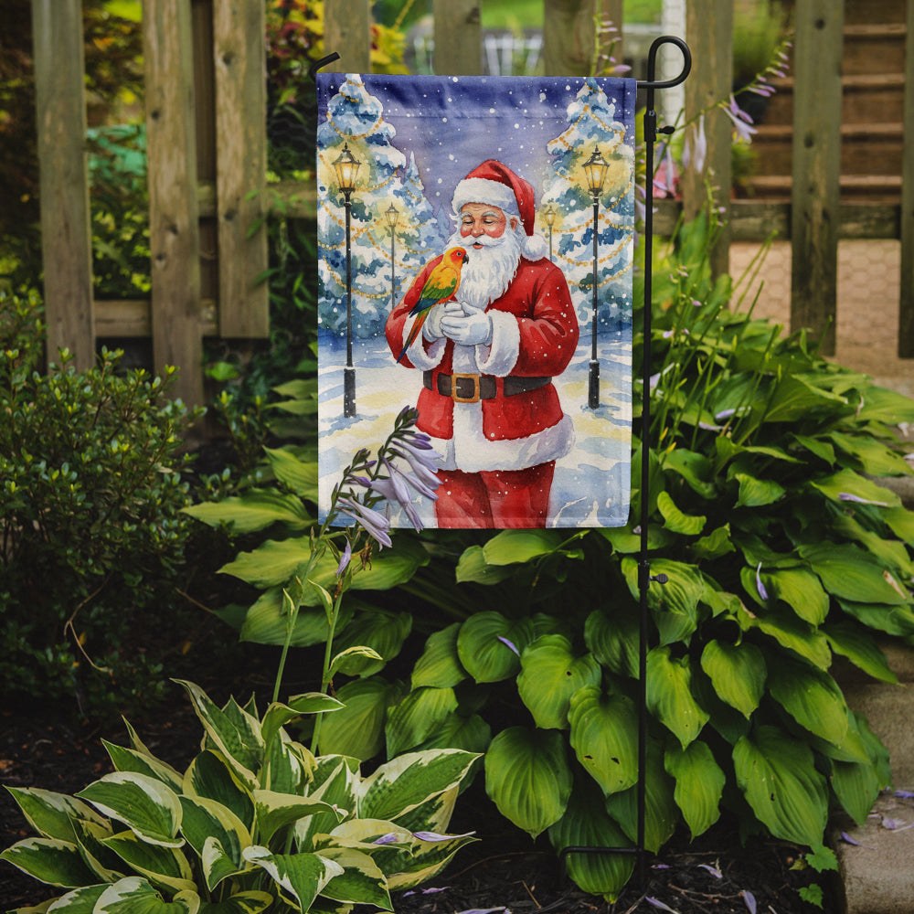 Sun Conure with Santa Claus Garden Flag Mailbox Decorative Yard Banner Outside Patio Artwork for Flower Beds, Garden Size, Multicolor