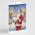 Swan with Santa Claus Greeting Cards Pack of 8 Blank Cards with Envelopes Whimsical A7 Size 5x7