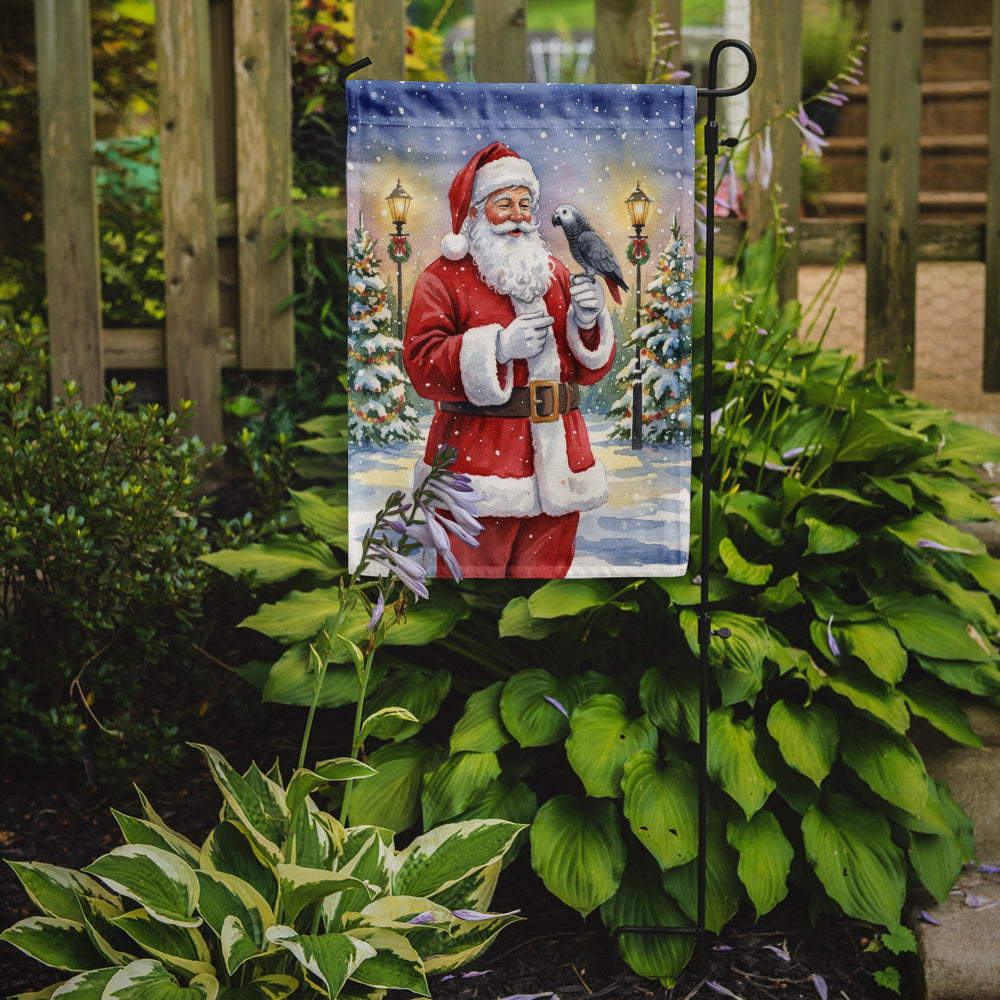 Timneh African Grey with Santa Claus Garden Flag Mailbox Decorative Yard Banner Outside Patio Artwork for Flower Beds, Garden Size, Multicolor
