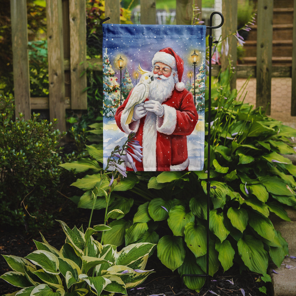 Umbrella Cockatoo with Santa Claus Garden Flag Mailbox Decorative Yard Banner Outside Patio Artwork for Flower Beds, Garden Size, Multicolor