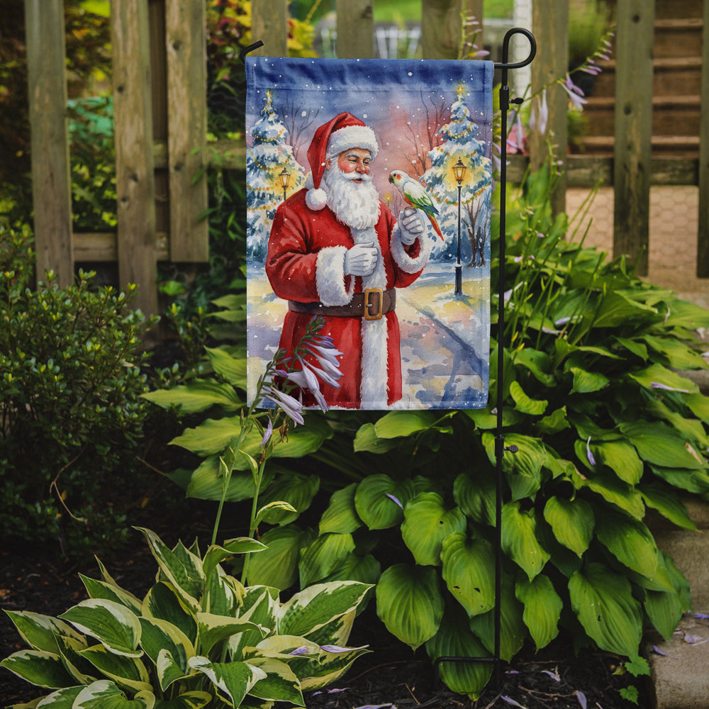 White Bellied Caique with Santa Claus Garden Flag Mailbox Decorative Yard Banner Outside Patio Artwork for Flower Beds, Garden Size, Multicolor