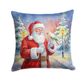White Bellied Caique with Santa Claus Decorative Throw Pillow 14x14 Indoor Outdoor Accent Cushion, Fabric Cover with Insert for Sofa, Bed, Porch & Living Room