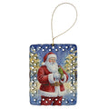 Woodpecker with Santa Claus Porcelain Ornament Christmas Tree Hanging Decorations for Home Christmas Holiday, Rectangle, Gift, Multicolor
