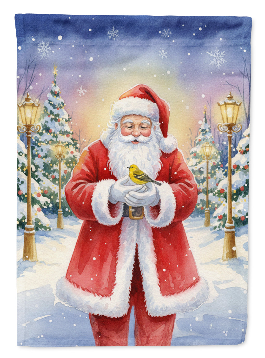 Yellowhammer with Santa Claus House Flag 28x40 Porch Sleeve Pole Decorative Outside Yard Banner Artwork Wall Hanging, Polyester