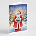 Yellowhammer with Santa Claus Greeting Cards Pack of 8 Blank Cards with Envelopes Whimsical A7 Size 5x7