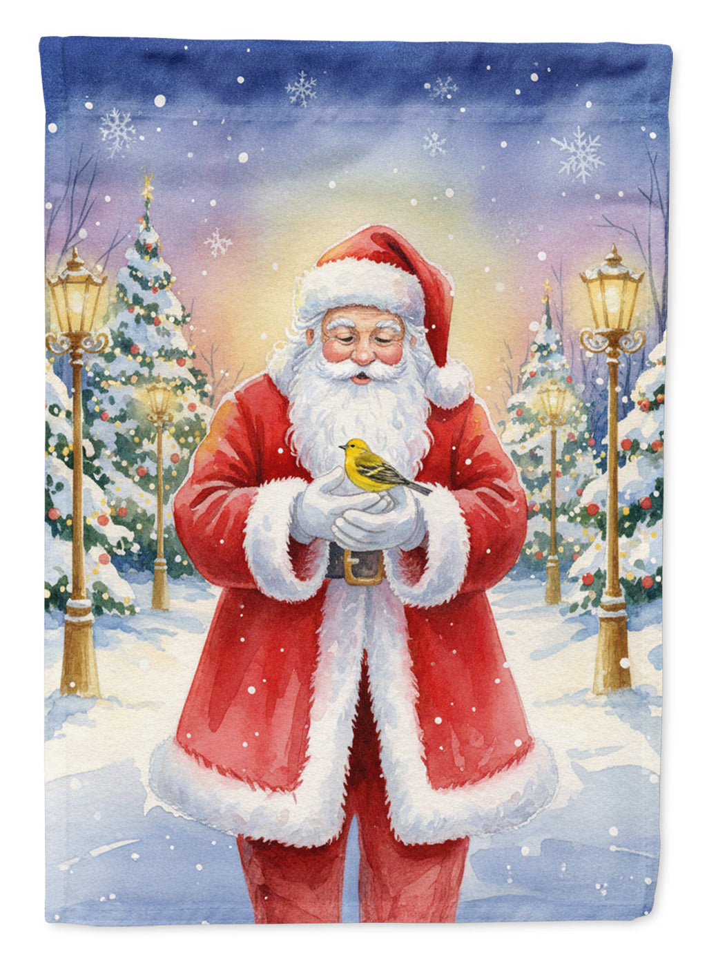Yellowhammer with Santa Claus Garden Flag Mailbox Decorative Yard Banner Outside Patio Artwork for Flower Beds, Garden Size, Multicolor