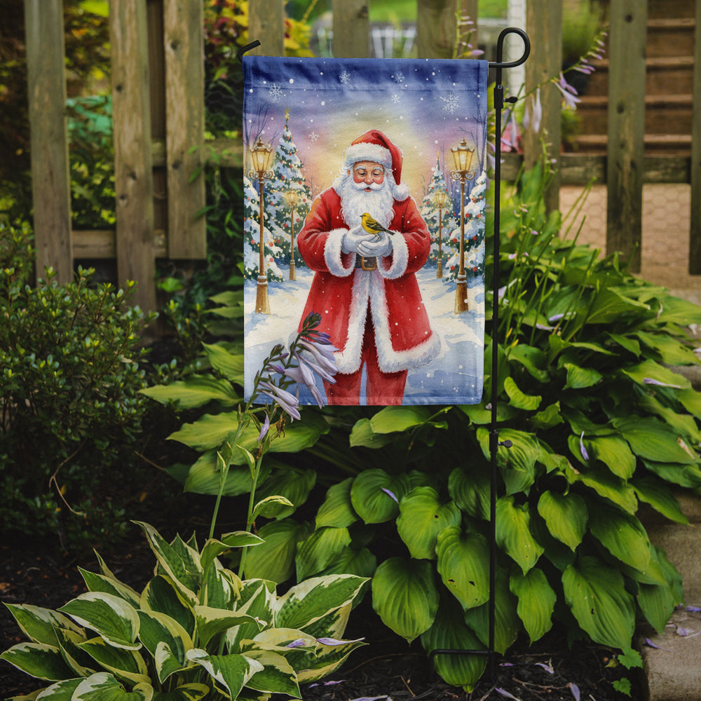 Yellowhammer with Santa Claus Garden Flag Mailbox Decorative Yard Banner Outside Patio Artwork for Flower Beds, Garden Size, Multicolor