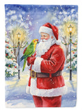 Yellow Naped Amazon with Santa Claus Garden Flag Mailbox Decorative Yard Banner Outside Patio Artwork for Flower Beds, Garden Size, Multicolor