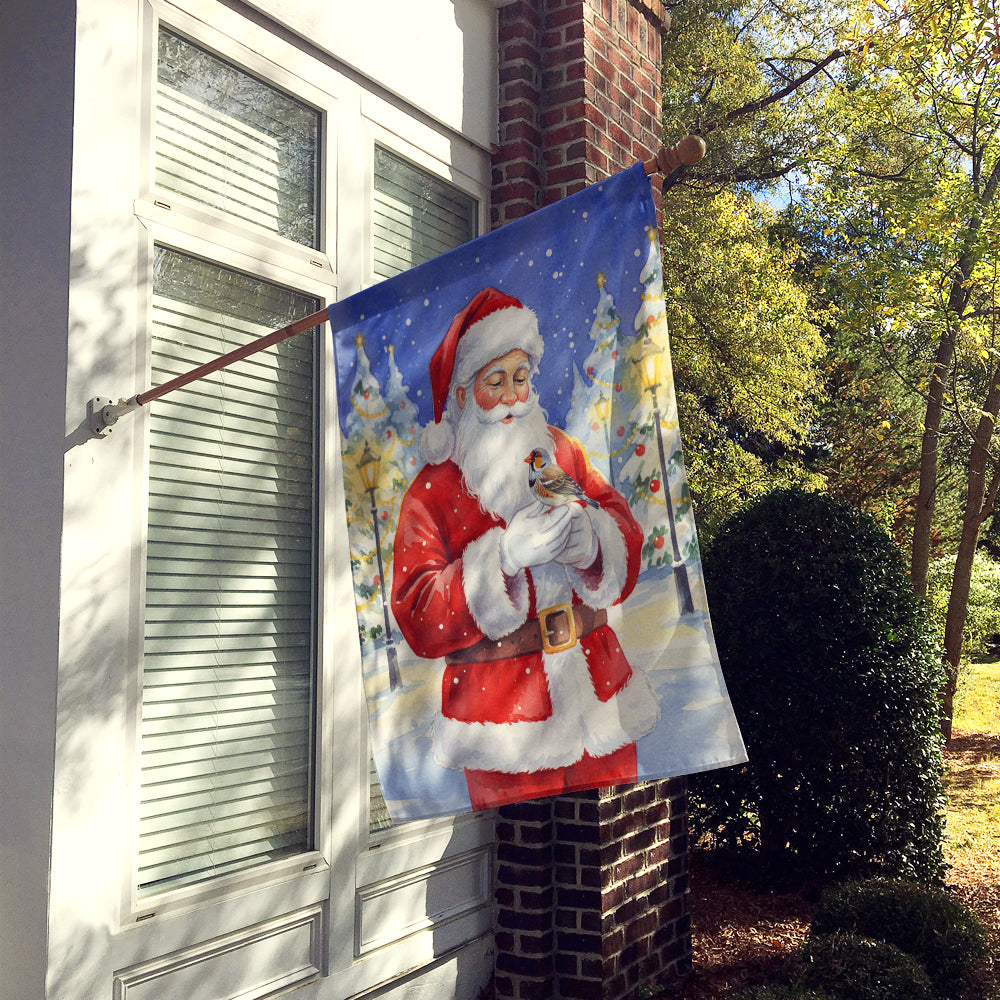 Zebra Finch with Santa Claus House Flag 28x40 Porch Sleeve Pole Decorative Outside Yard Banner Artwork Wall Hanging, Polyester