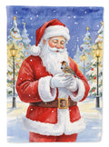 Zebra Finch with Santa Claus Garden Flag Mailbox Decorative Yard Banner Outside Patio Artwork for Flower Beds, Garden Size, Multicolor