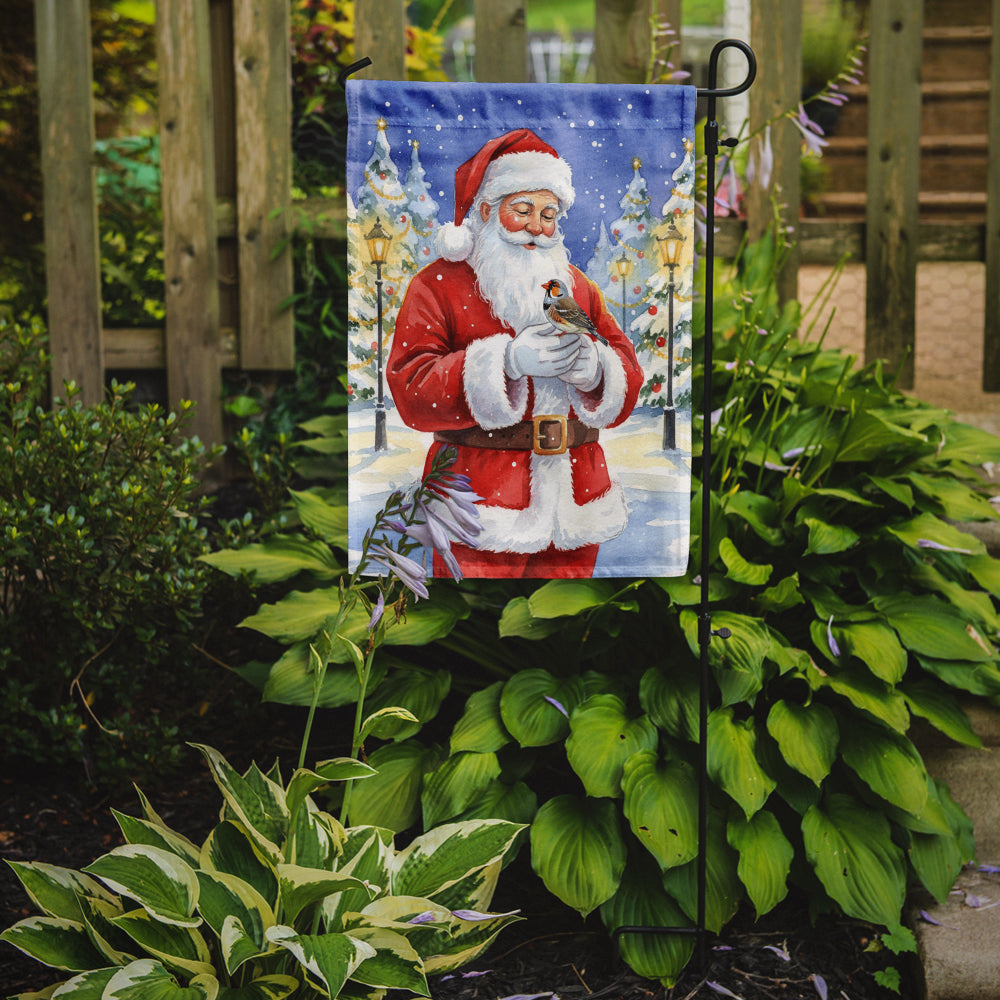 Zebra Finch with Santa Claus Garden Flag Mailbox Decorative Yard Banner Outside Patio Artwork for Flower Beds, Garden Size, Multicolor