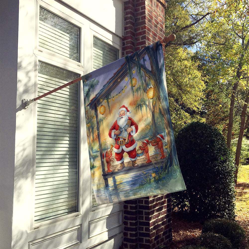 Cajun Santa Claus and the Crawfish Band Christmas House Flag 28x40 Porch Sleeve Pole Decorative Outside Yard Banner Artwork Wall Hanging, Polyester