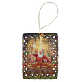 Cajun Santa Claus Crawfish Boil Christmas Porcelain Ornament Christmas Tree Hanging Decorations for Home Christmas Holiday, Rectangle, Gift, Multicolor