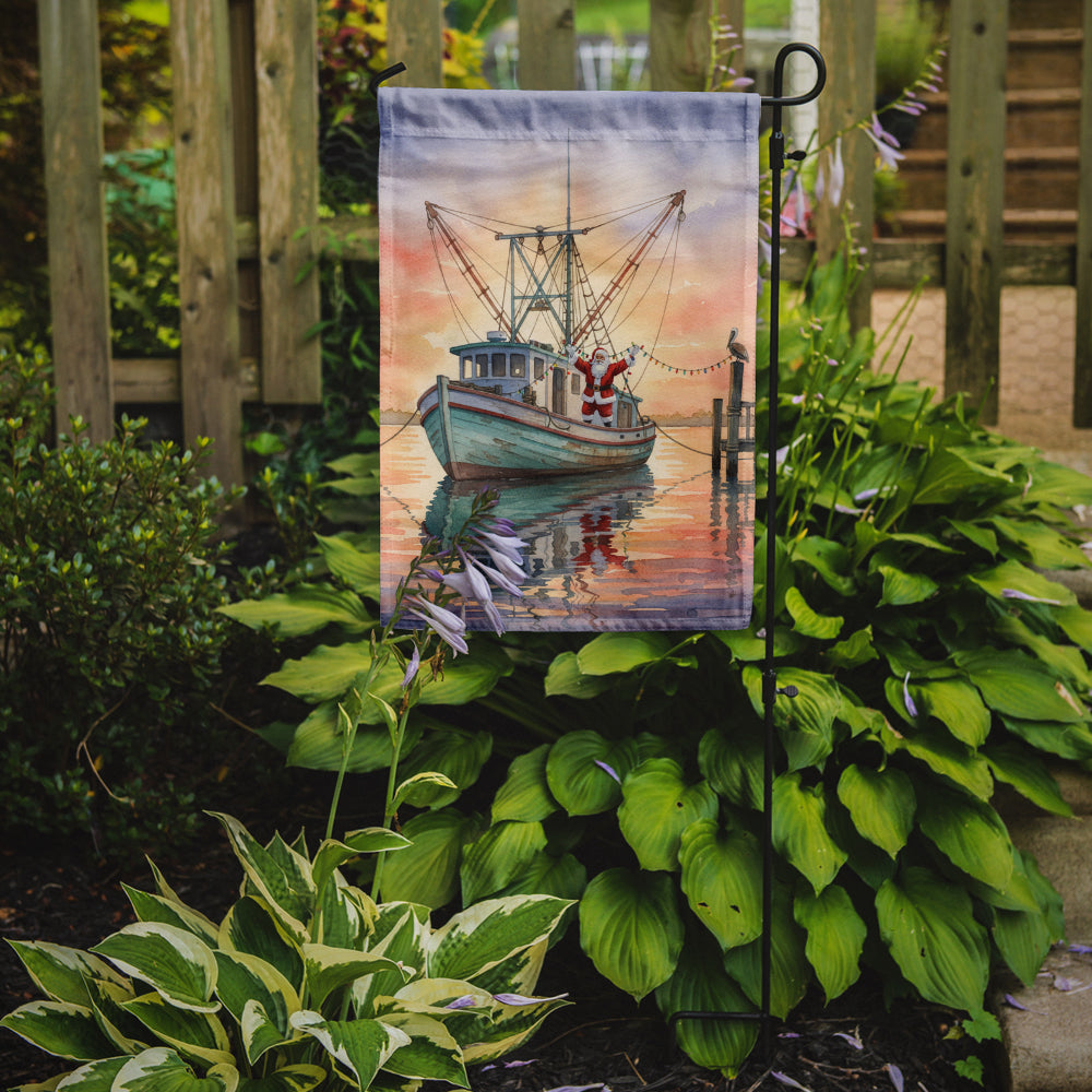Cajun Santa Claus Decorating a Shrimp Boat Christmas Garden Flag Mailbox Decorative Yard Banner Outside Patio Artwork for Flower Beds, Garden Size, Multicolor