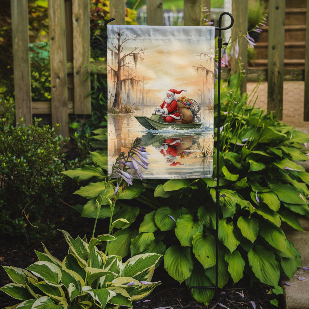 Cajun Santa Claus Delivering Gifts by Airboat Christmas Garden Flag Mailbox Decorative Yard Banner Outside Patio Artwork for Flower Beds, Garden Size, Multicolor