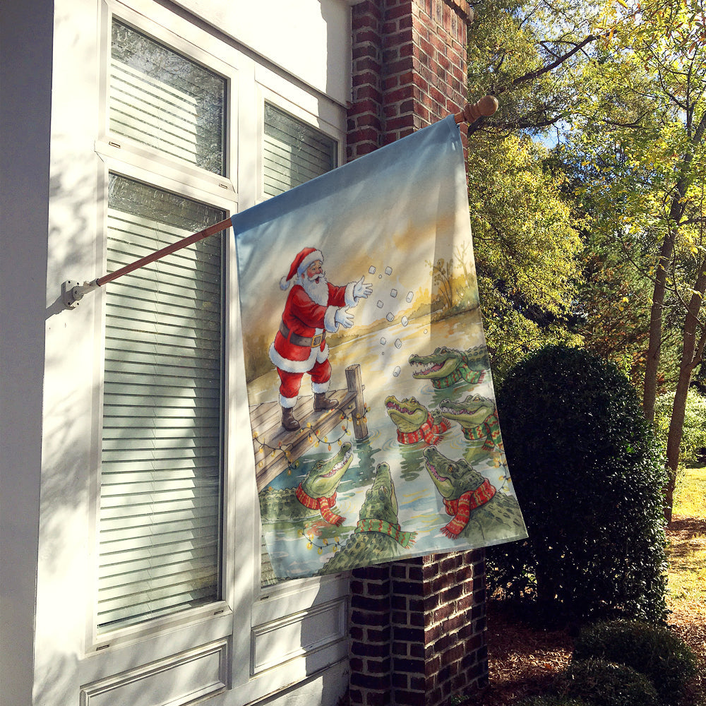 Cajun Santa Claus Feeding the Gators Christmas House Flag 28x40 Porch Sleeve Pole Decorative Outside Yard Banner Artwork Wall Hanging, Polyester
