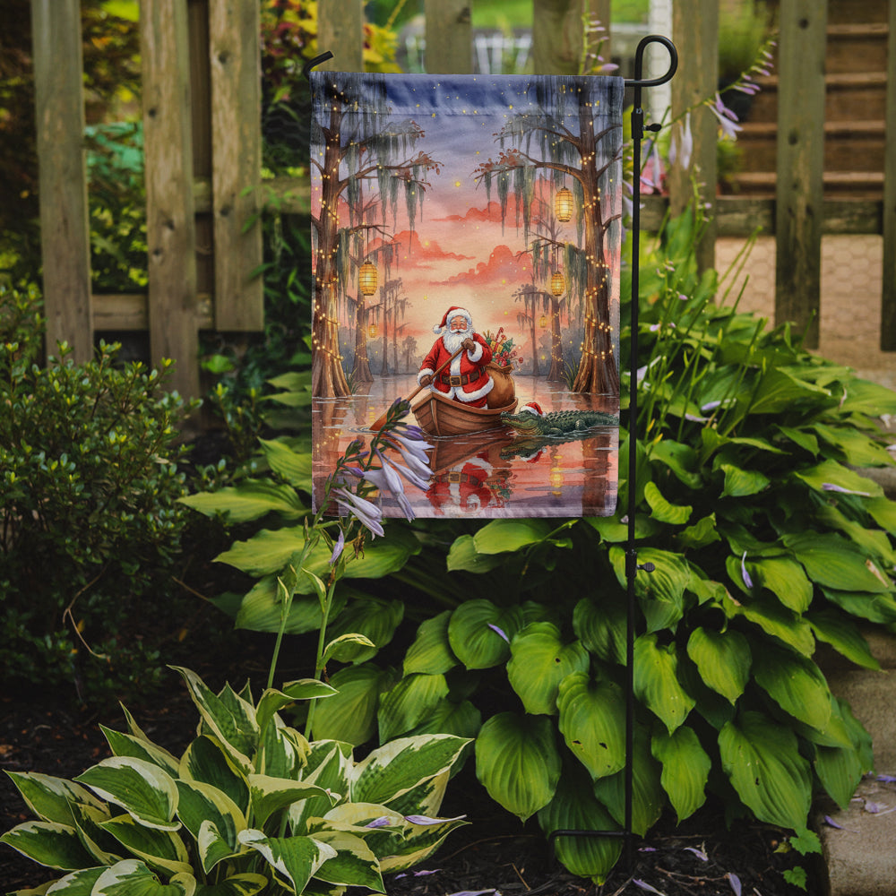 Cajun Santa Claus in the Pirogue Christmas Garden Flag Mailbox Decorative Yard Banner Outside Patio Artwork for Flower Beds, Garden Size, Multicolor