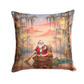 Cajun Santa Claus in the Pirogue Christmas Decorative Throw Pillow 18x18 Indoor Outdoor Accent Cushion, Fabric Cover with Insert for Sofa, Bed, Porch & Living Room