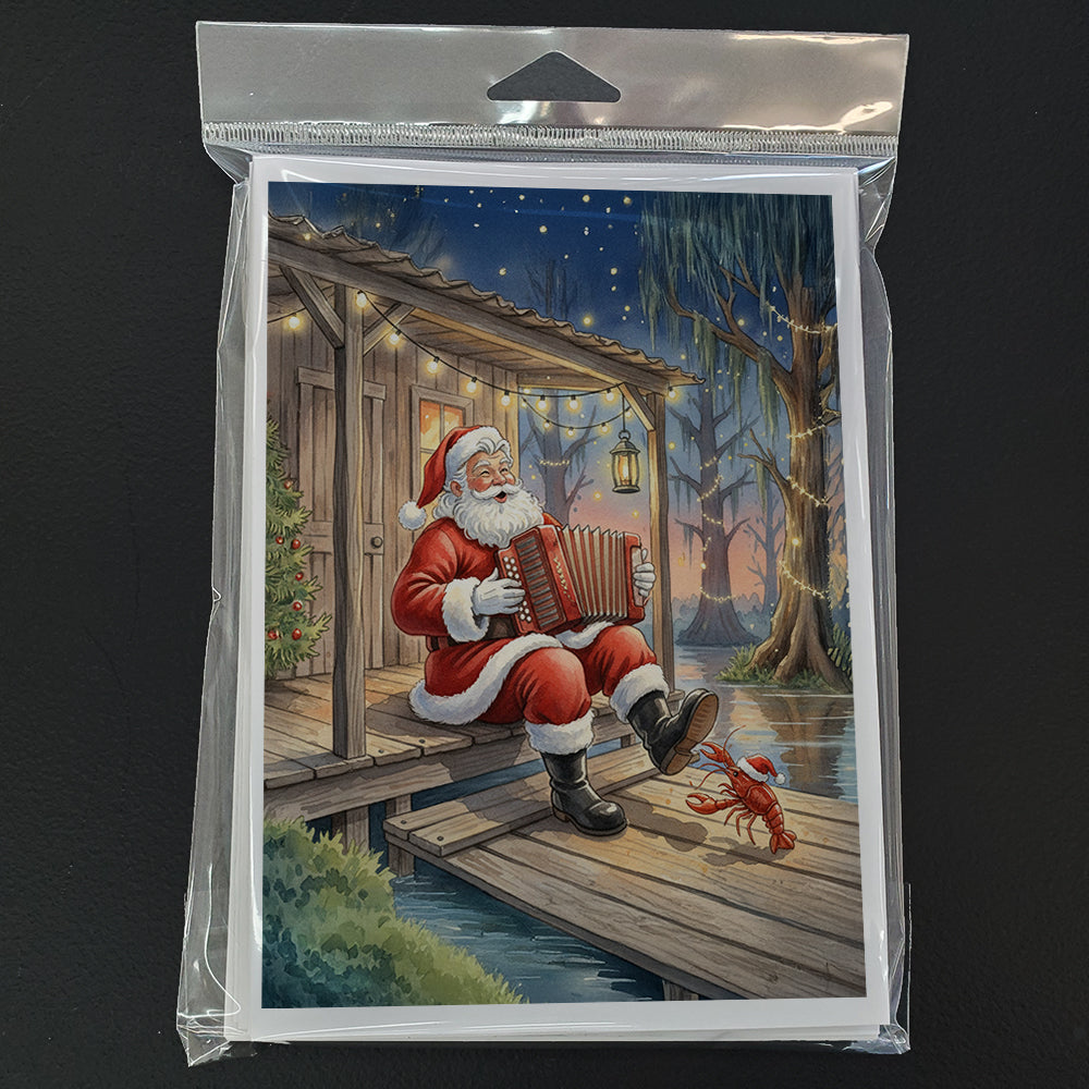 Cajun Santa Claus Playing Zydeco Christmas Greeting Cards Pack of 8 Blank Cards with Envelopes Whimsical A7 Size 5x7