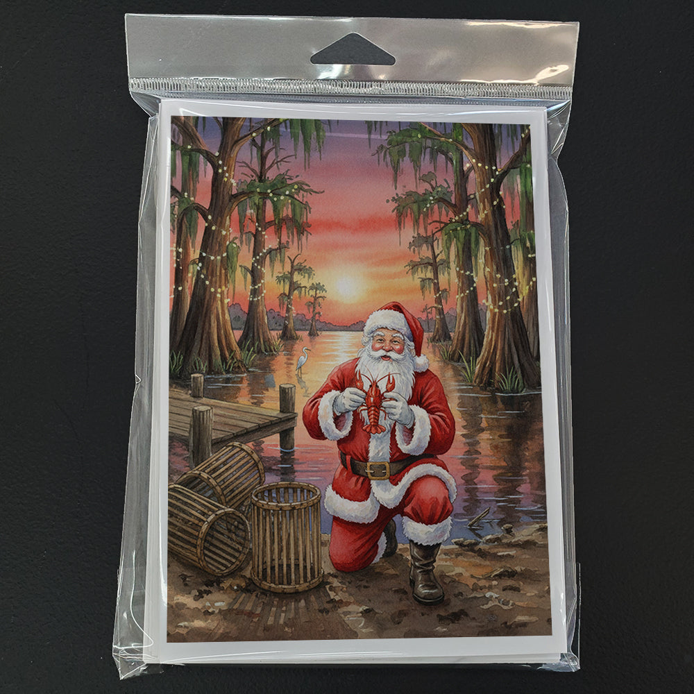 Cajun Santa Claus with Crawfish Christmas Greeting Cards Pack of 8 Blank Cards with Envelopes Whimsical A7 Size 5x7