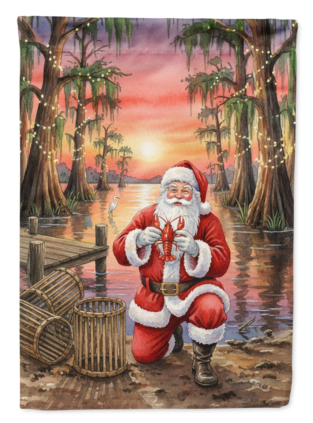 Cajun Santa Claus with Crawfish Christmas Garden Flag Mailbox Decorative Yard Banner Outside Patio Artwork for Flower Beds, Garden Size, Multicolor
