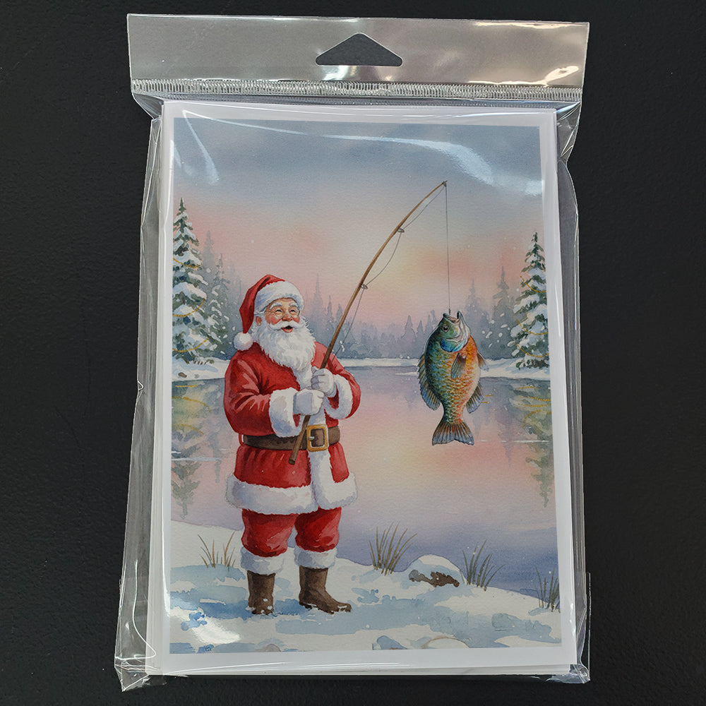Fishing Santa Claus with Bluegill Christmas Greeting Cards Pack of 8 Blank Cards with Envelopes Whimsical A7 Size 5x7