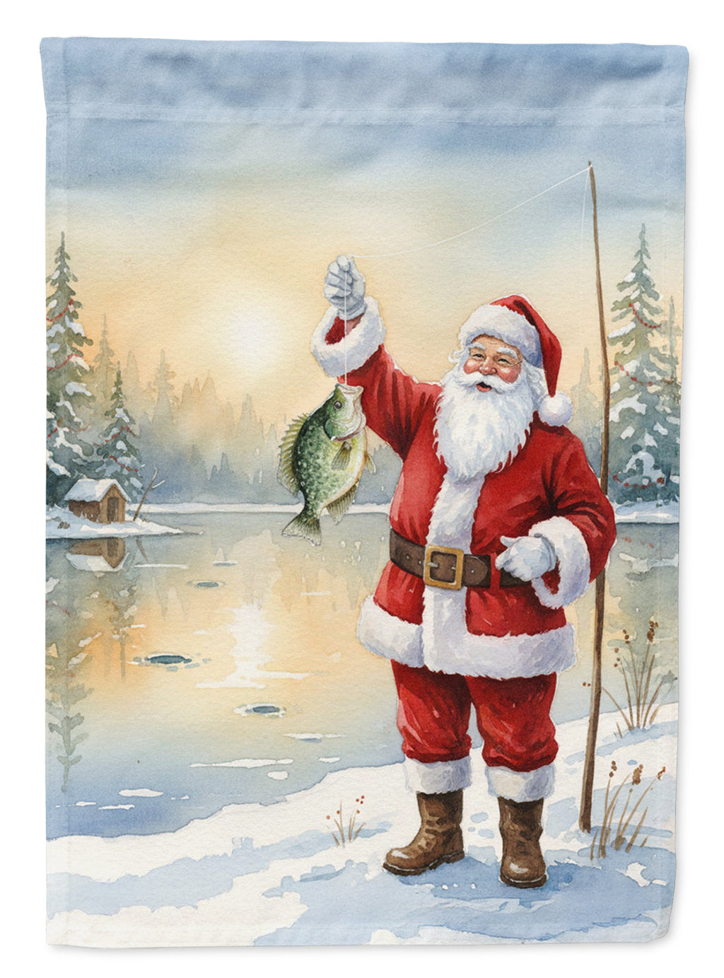 Fishing Santa Claus with Crappie Christmas Garden Flag Mailbox Decorative Yard Banner Outside Patio Artwork for Flower Beds, Garden Size, Multicolor